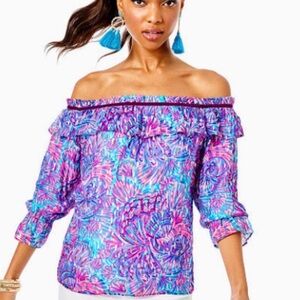 Lilly Pulitzer CeeCee Top Off-Shoulder Blouse NWT